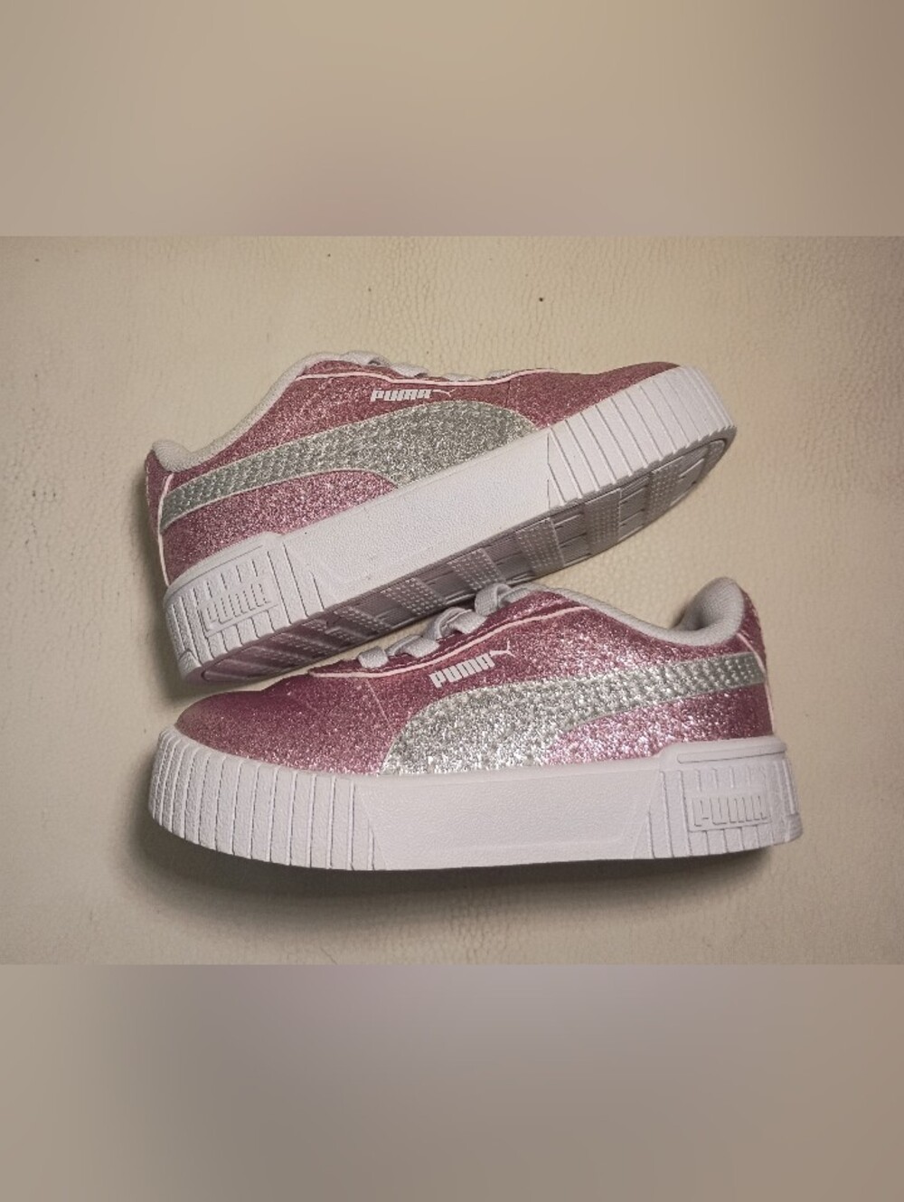 Puma Carina 2.0 Glitter Slip-On 'Rose/Silver/White' Infant Size 5C - 39141301